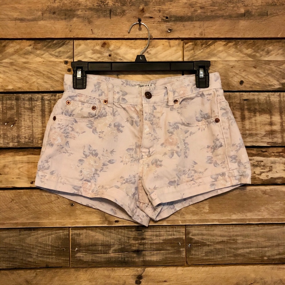 Forever 21 Light Pink Floral Shorts